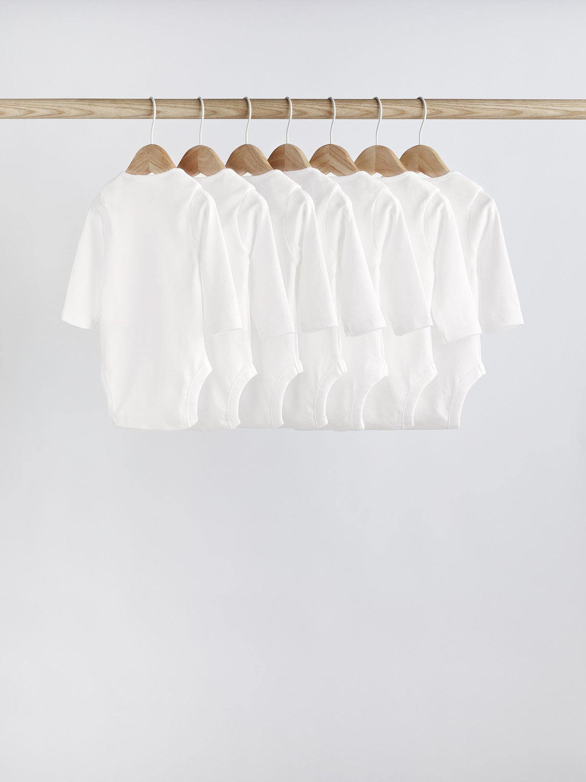 White 7 Pack Essential Baby Long Sleeve Bodysuits