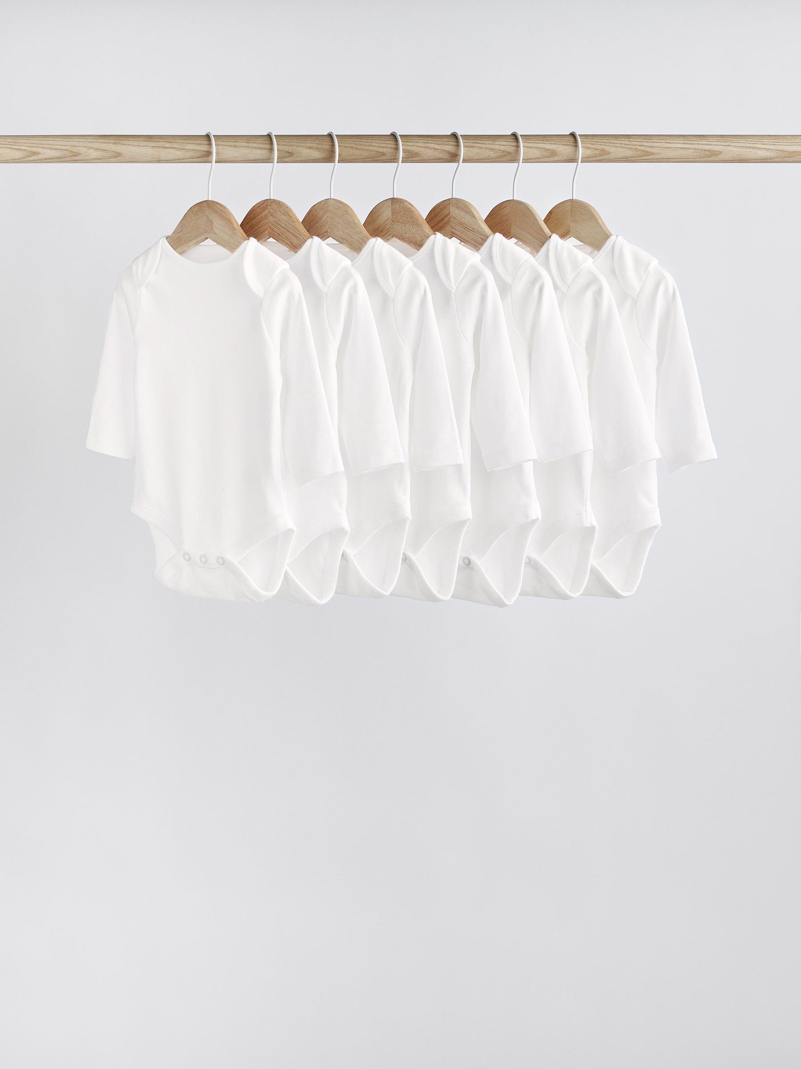 White 7 Pack Essential Baby Long Sleeve Bodysuits