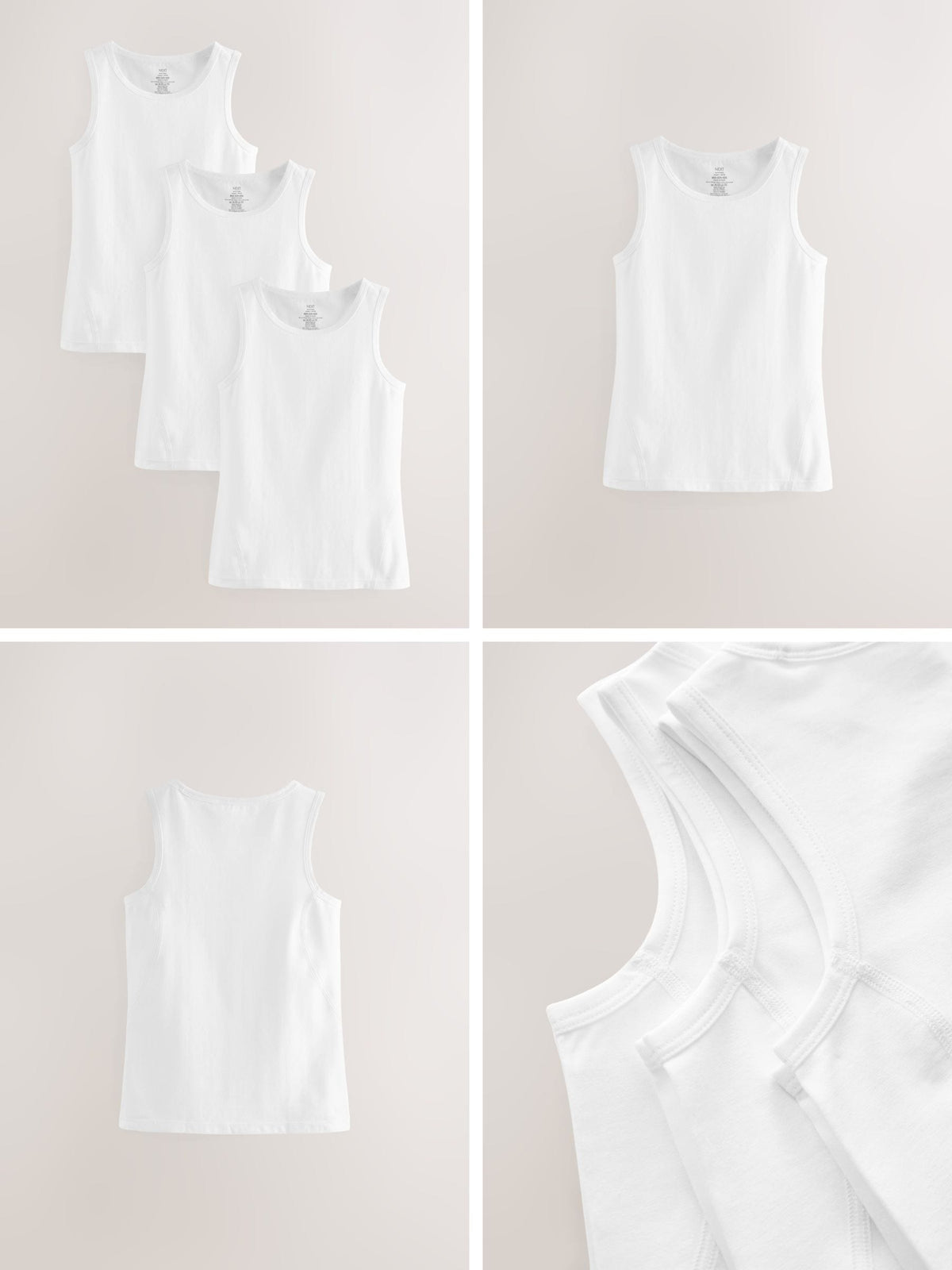 White Kind to Skin 3 Pack Vests (1.5-12yrs)
