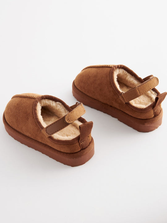 Tan Brown Cosy Slipper Mules