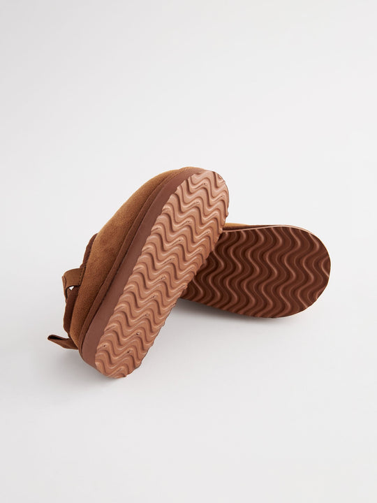 Tan Brown Cosy Slipper Mules