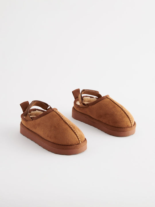 Tan Brown Cosy Slipper Mules