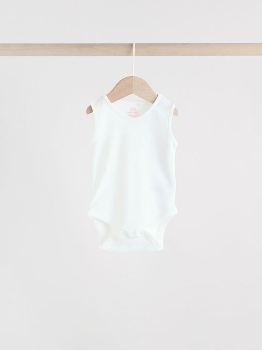 Pink/White 5 Pack Essential Vest Baby Bodysuits