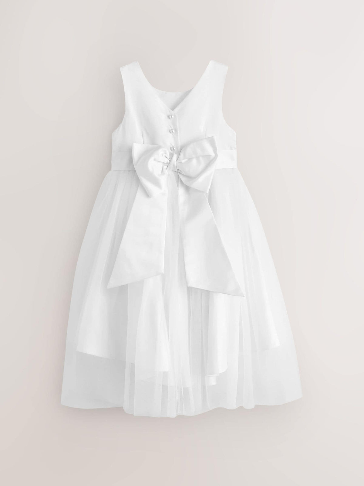 White Flower Girl Bow Dress (3mths-16yrs)