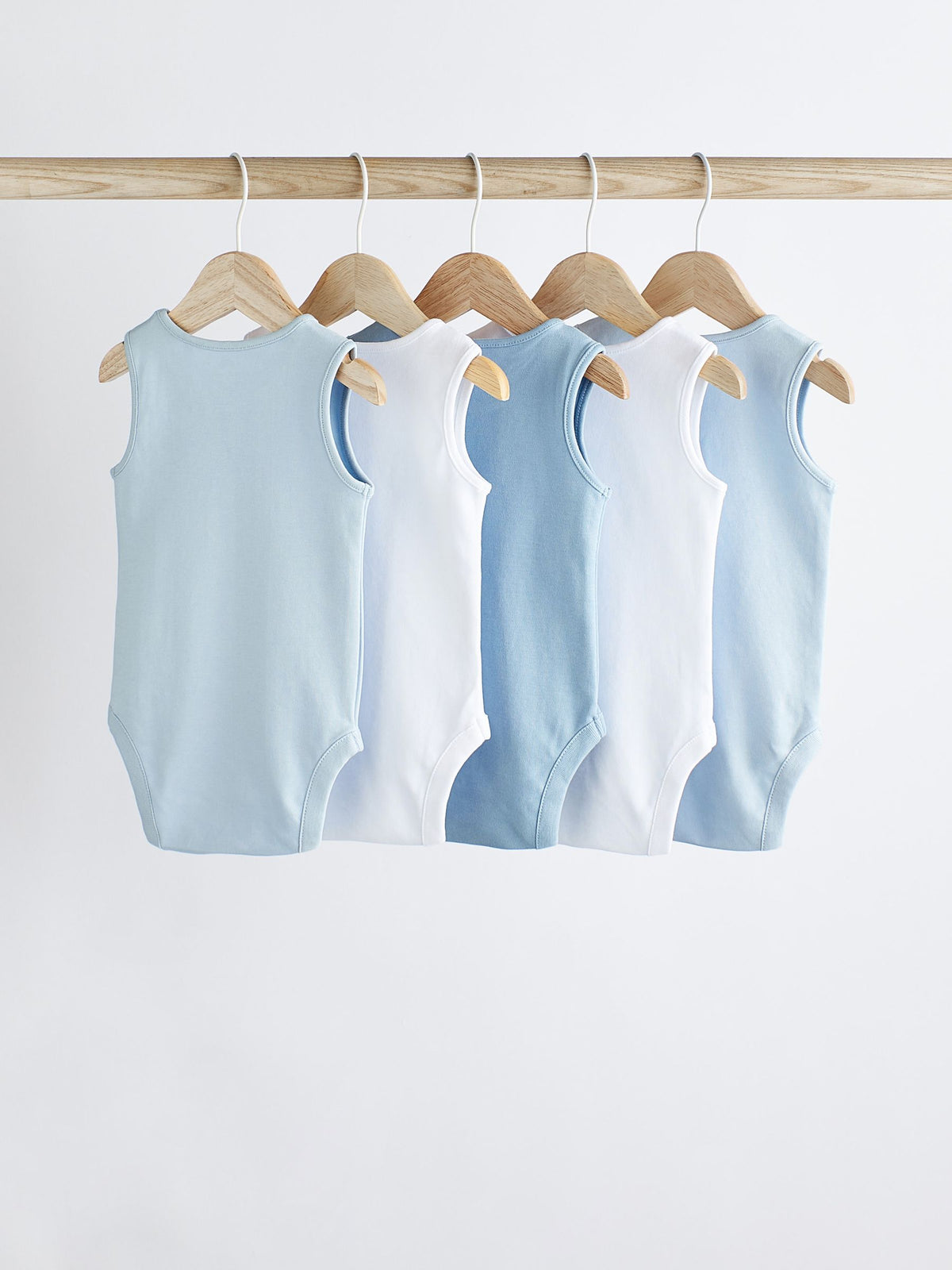 Blue 5 Pack Baby Vest Bodysuits