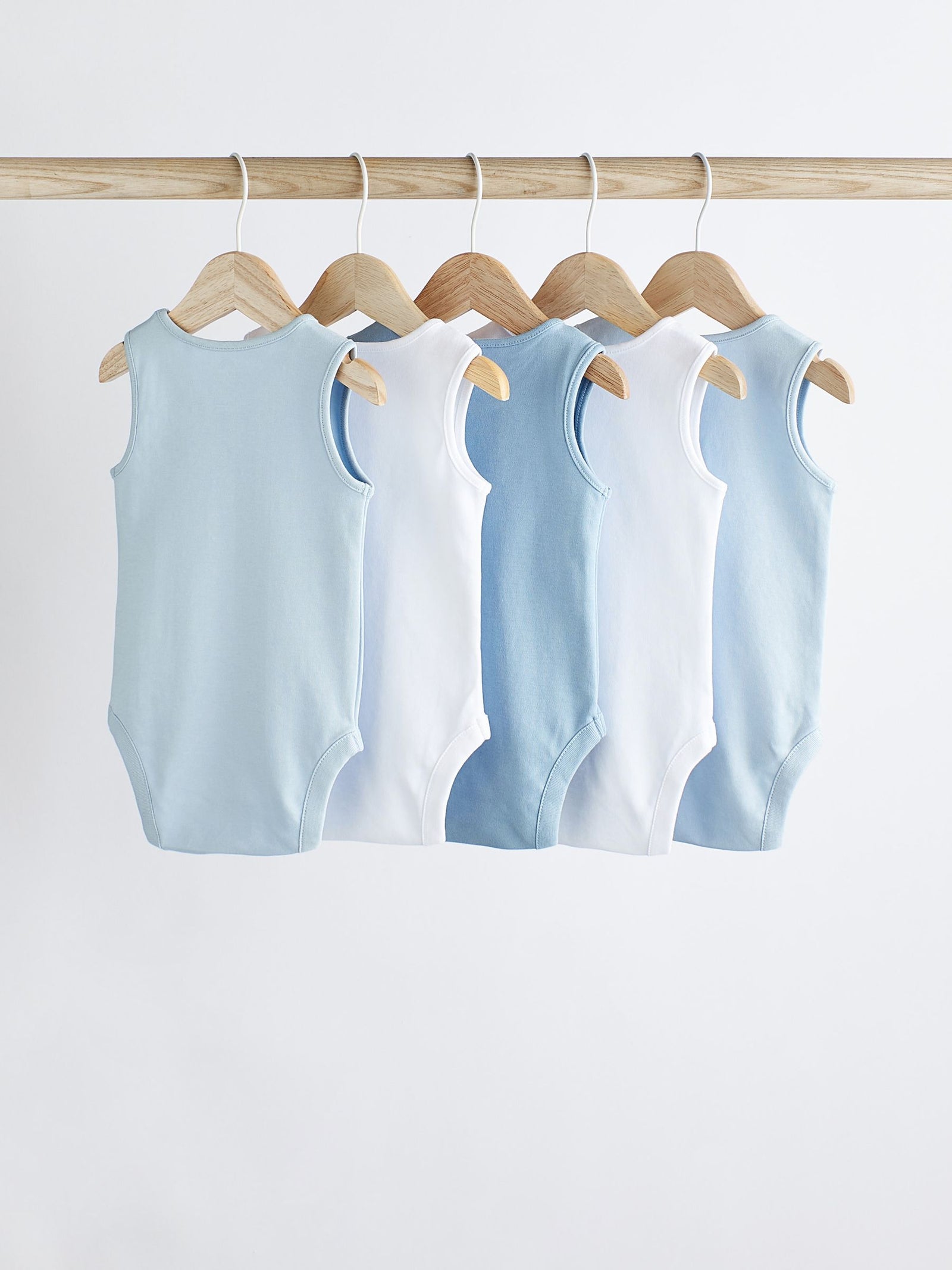 Blue 5 Pack Baby Vest Bodysuits