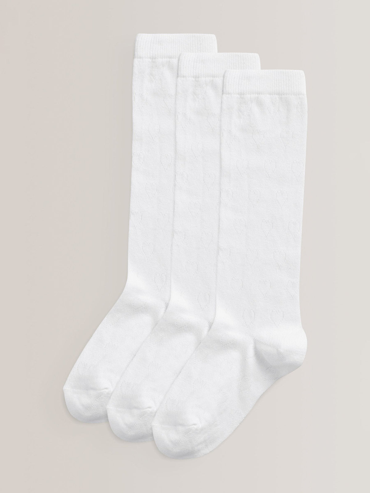White Heart 3 Pack Cotton Rich Knee High Socks