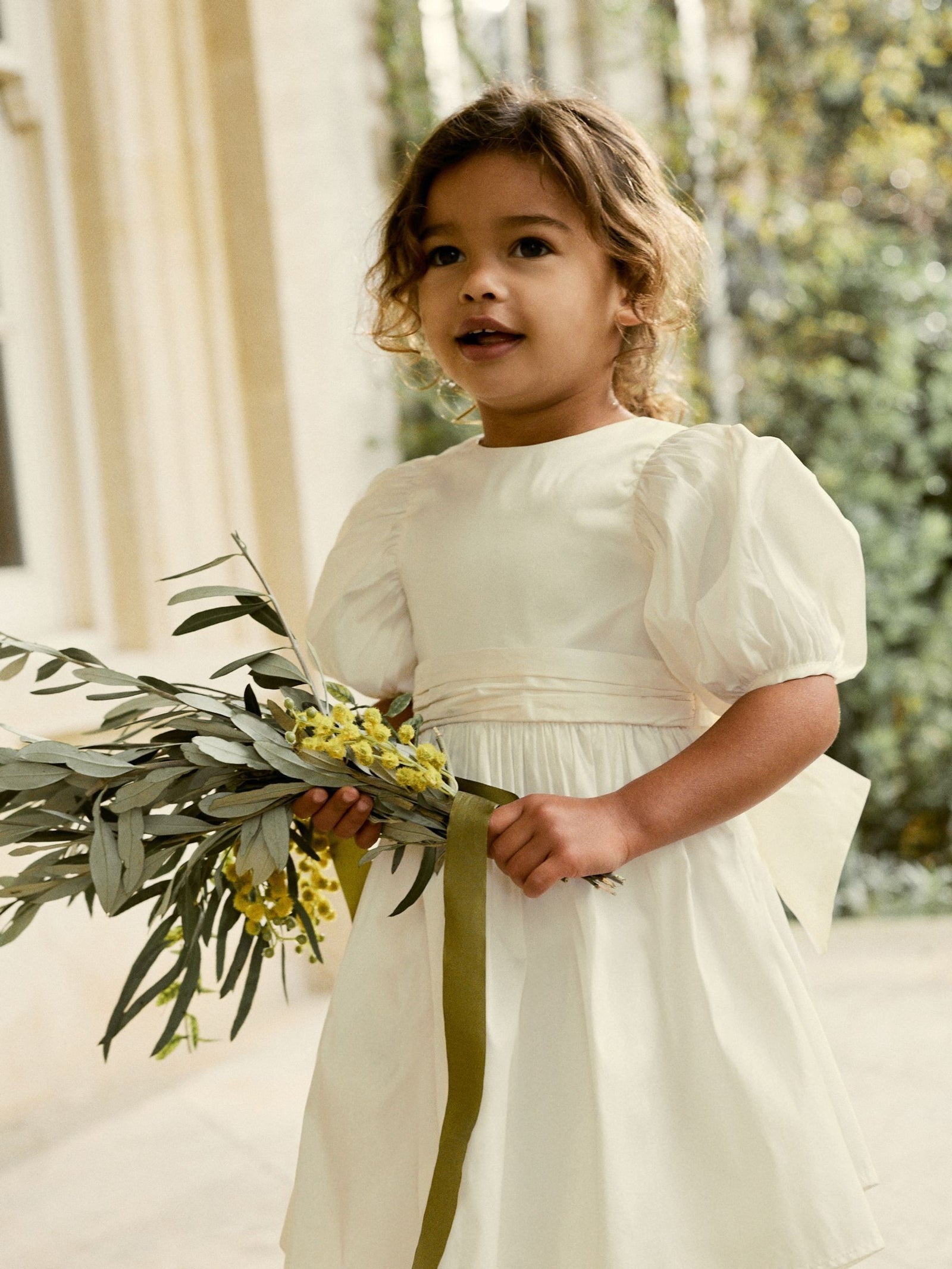 Ivory Flower Girl Taffeta Bow Dress (3mths-8yrs)