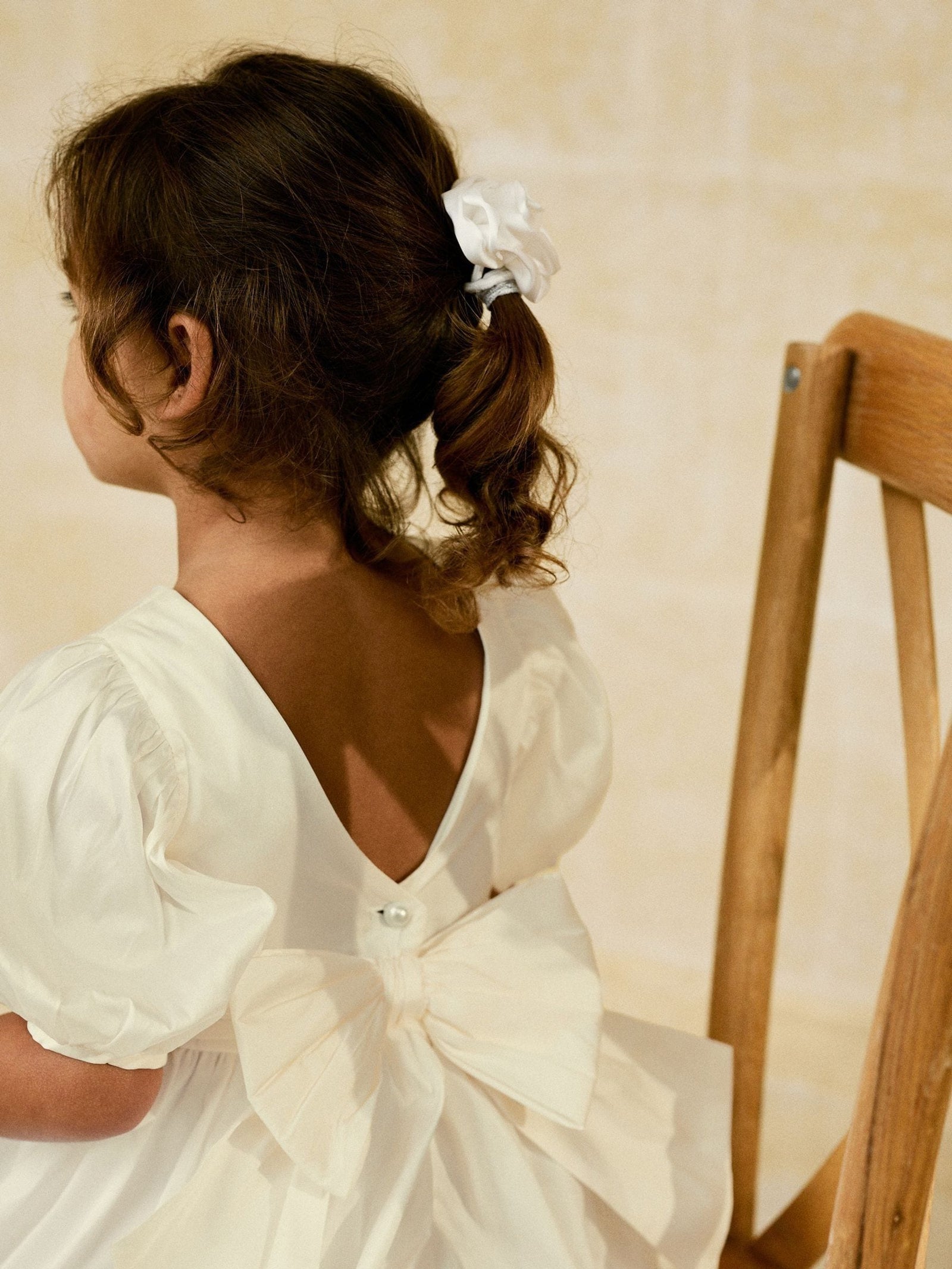 Ivory Flower Girl Taffeta Bow Dress (3mths-8yrs)