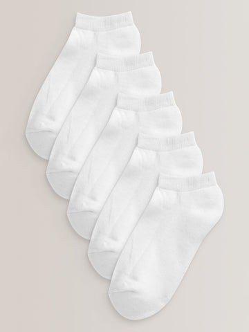 White 5 Pack Cotton Rich Cushioned Sole Trainer Socks