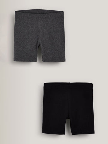 Black/Grey Marl 2 Pack Cycle Shorts (3-16yrs)
