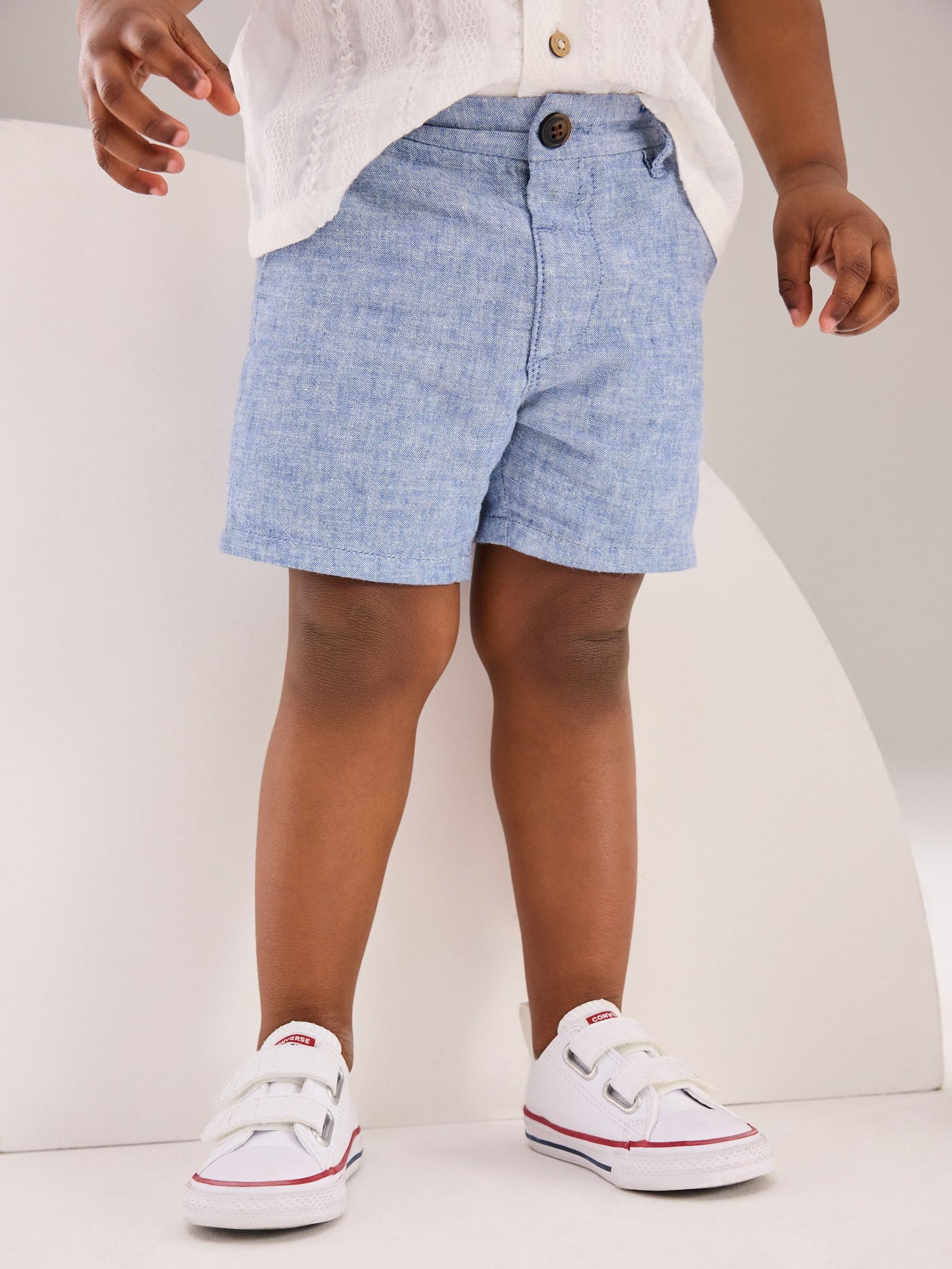 Chambray Blue Linen Blend Chino Shorts (3mths-7yrs)