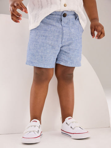 Chambray Blue Linen Blend Chino Shorts (3mths-7yrs)