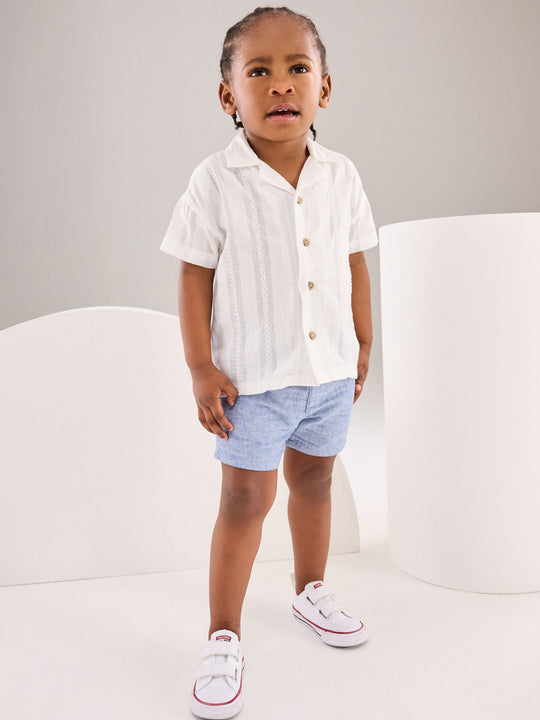 Chambray Blue Linen Blend Chino Shorts (3mths-7yrs)