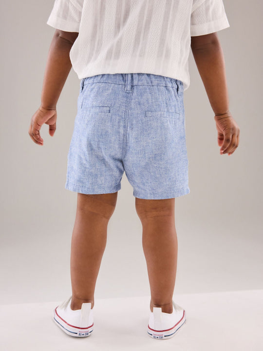 Chambray Blue Linen Blend Chino Shorts (3mths-7yrs)
