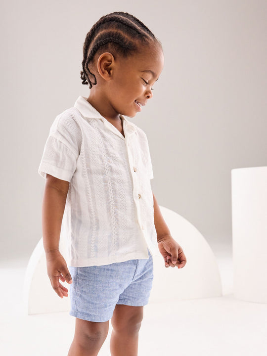 Chambray Blue Linen Blend Chino Shorts (3mths-7yrs)