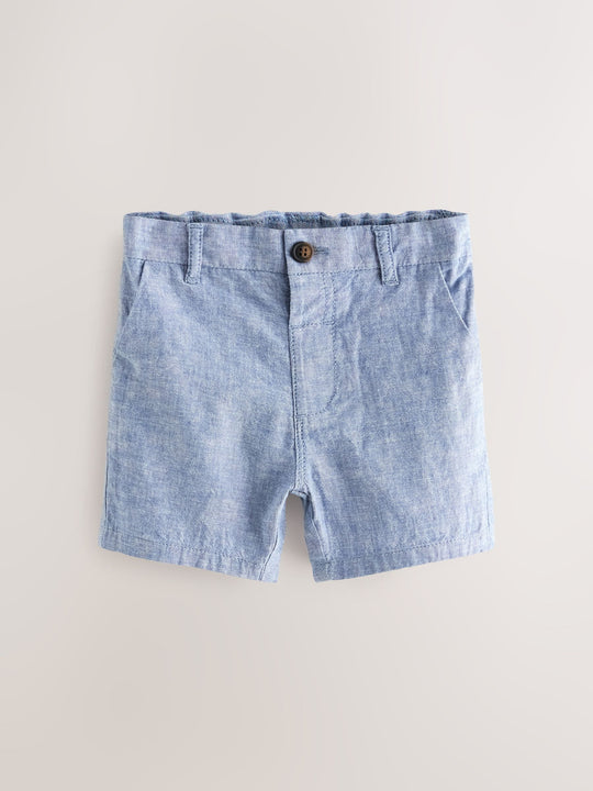Chambray Blue Linen Blend Chino Shorts (3mths-7yrs)