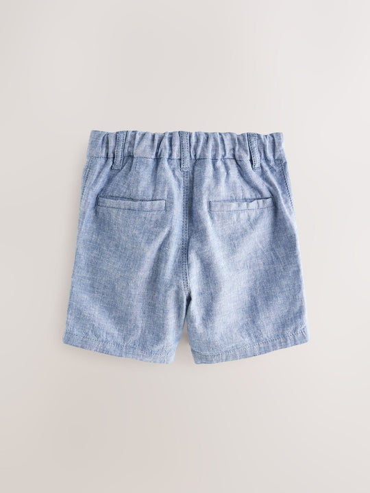 Chambray Blue Linen Blend Chino Shorts (3mths-7yrs)