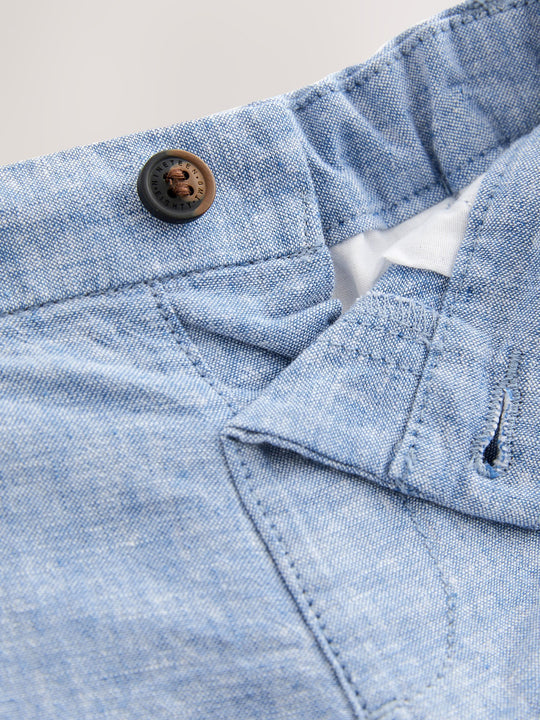Chambray Blue Linen Blend Chino Shorts (3mths-7yrs)