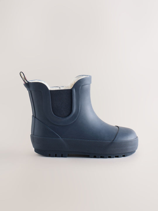 Navy Warm Lined Ankle Wellies immediate