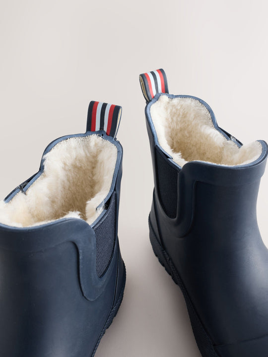 Navy Warm Lined Ankle Wellies immediate