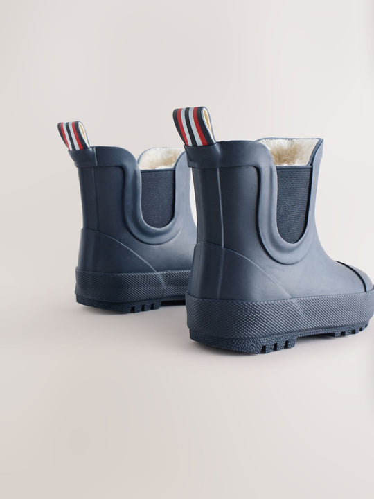 Navy Warm Lined Ankle Wellies immediate