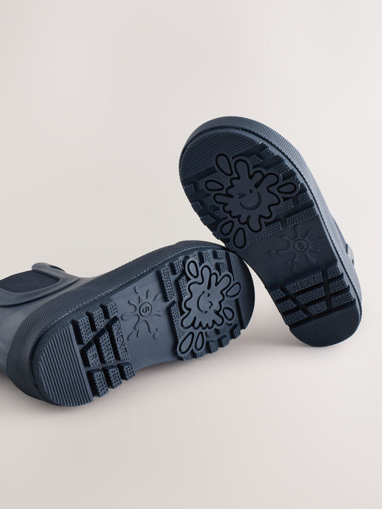 Navy Warm Lined Ankle Wellies immediate