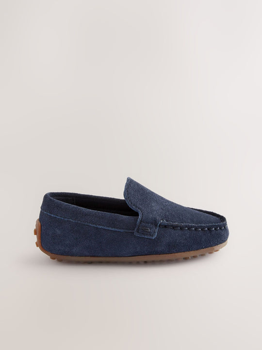 Navy Blue Standard Fit (F) Suede Slip-Ons Loafer Shoes