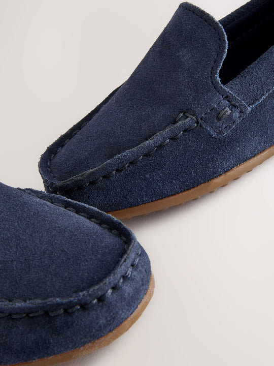 Navy Blue Standard Fit (F) Suede Slip-Ons Loafer Shoes