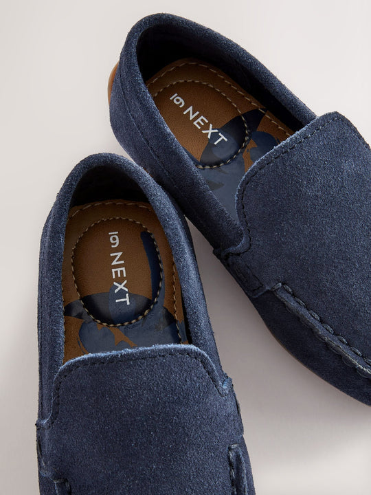Navy Blue Standard Fit (F) Suede Slip-Ons Loafer Shoes