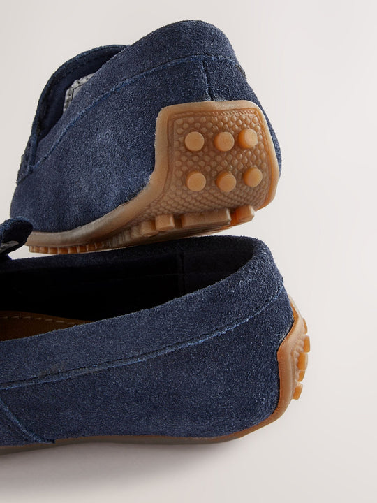 Navy Blue Standard Fit (F) Suede Slip-Ons Loafer Shoes