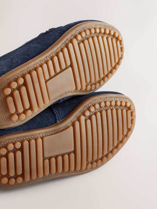 Navy Blue Standard Fit (F) Suede Slip-Ons Loafer Shoes
