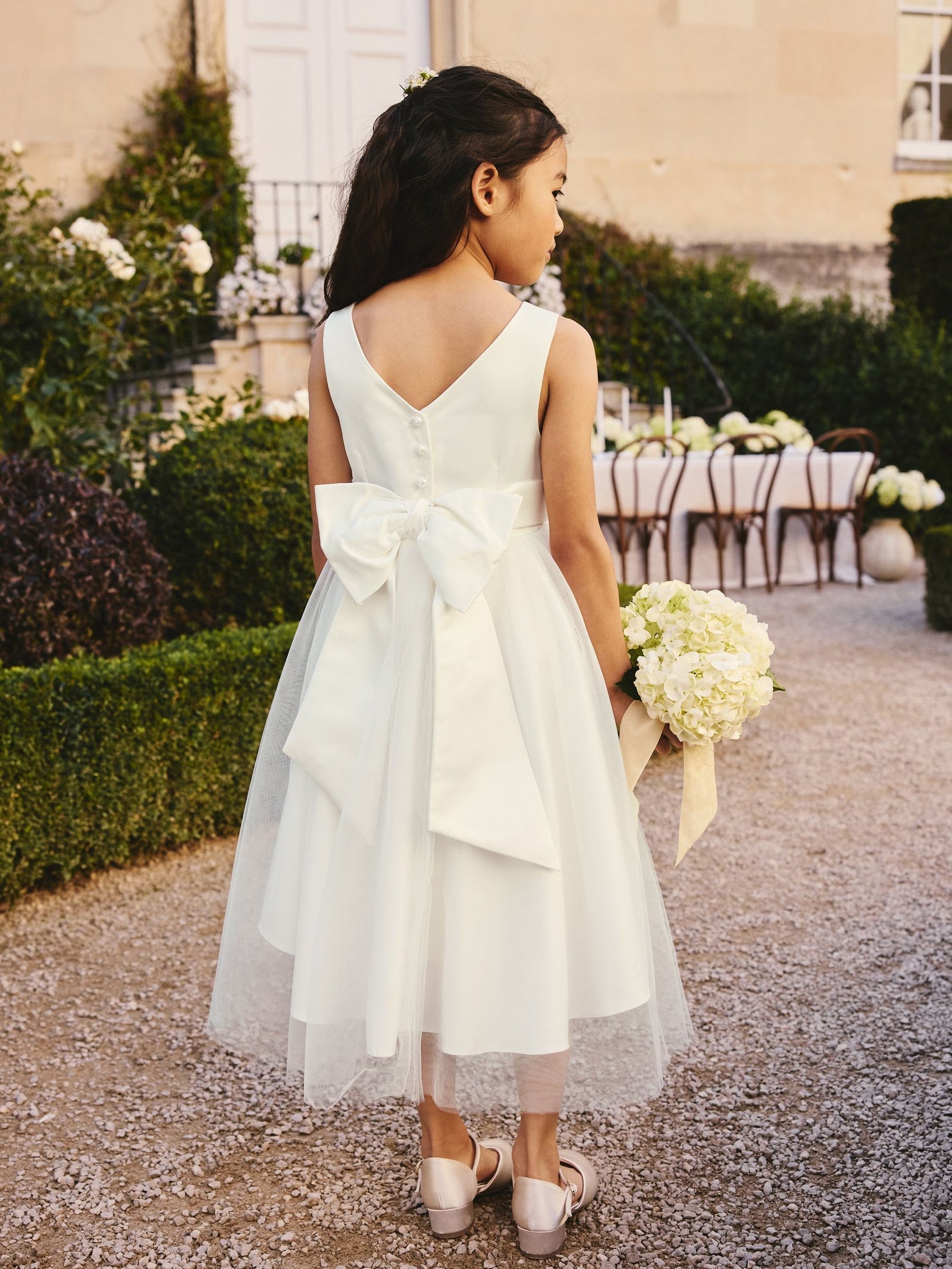 Ivory Cream Flower Girl Bow Dress (3mths-16yrs)
