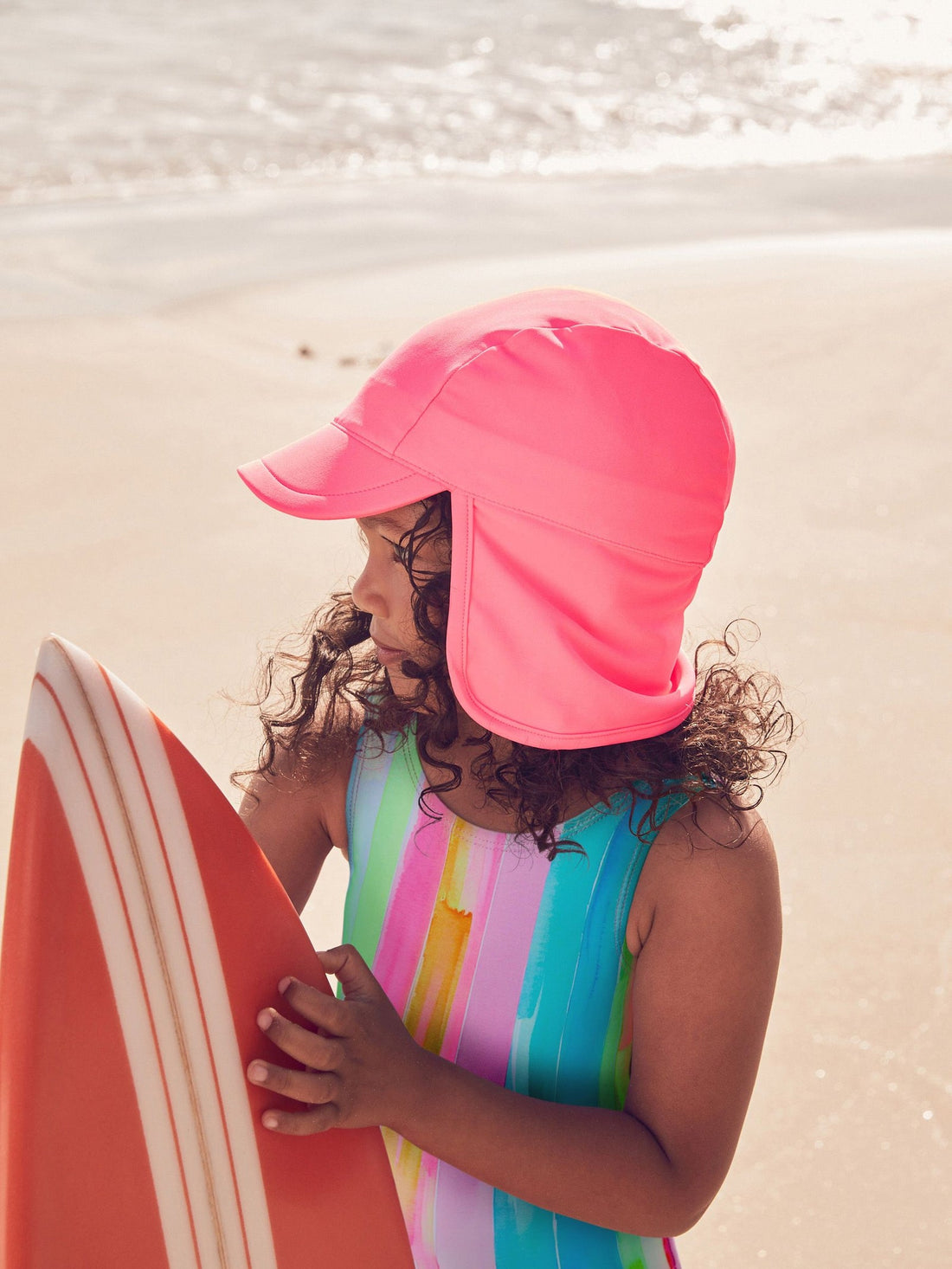 Bright Pink Swim Legionnaire Hat (3mths-10yrs)