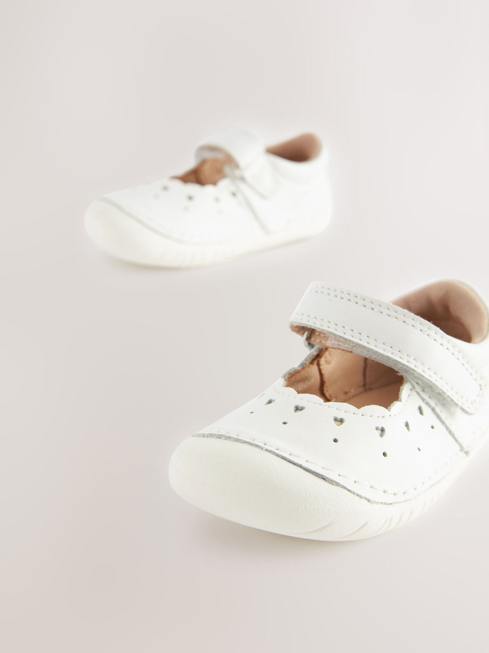 White Leather Standard Fit (F) Crawler Mary Jane Shoes
