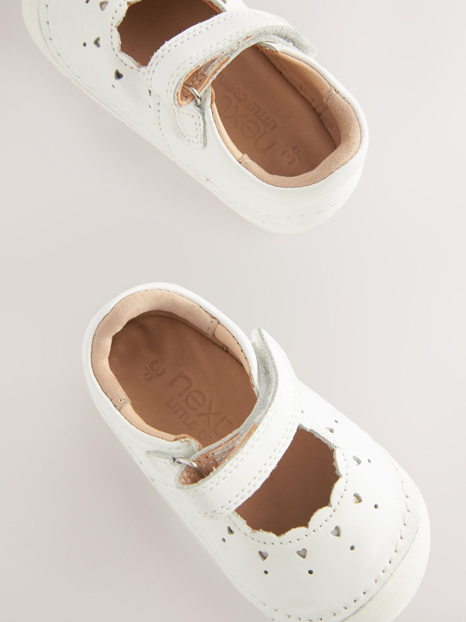 White Leather Standard Fit (F) Crawler Mary Jane Shoes