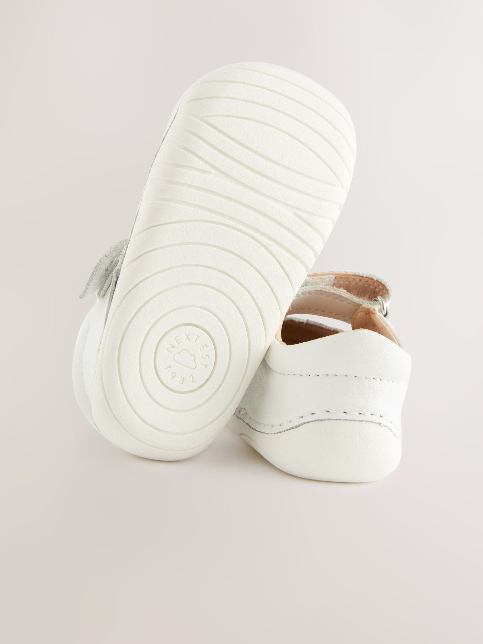 White Leather Standard Fit (F) Crawler Mary Jane Shoes