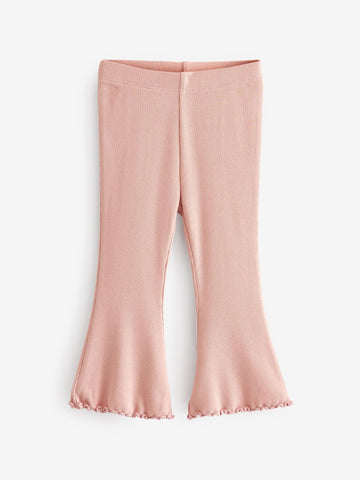 Pale Pink Rib Flare Leggings