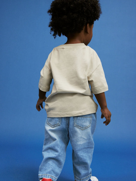Light Blue Denim Loose Fit Pleat Front Jeans (3mths-7yrs)