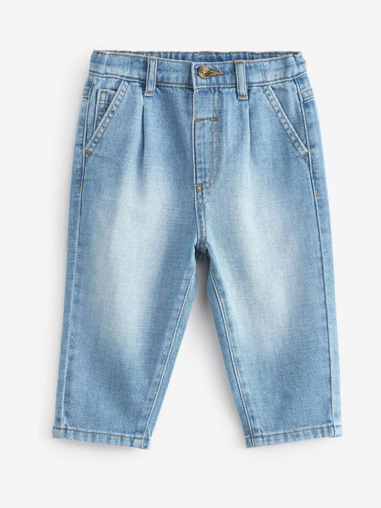 Light Blue Denim Loose Fit Pleat Front Jeans (3mths-7yrs)