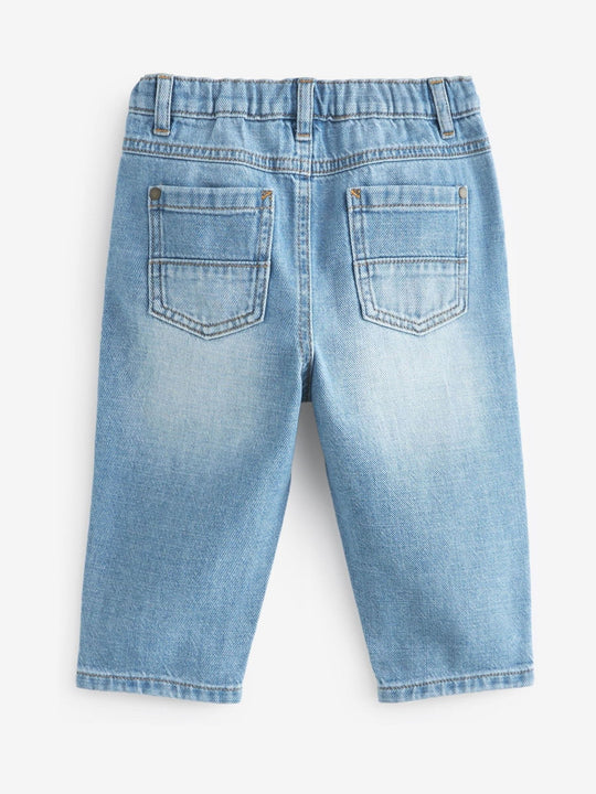 Light Blue Denim Loose Fit Pleat Front Jeans (3mths-7yrs)