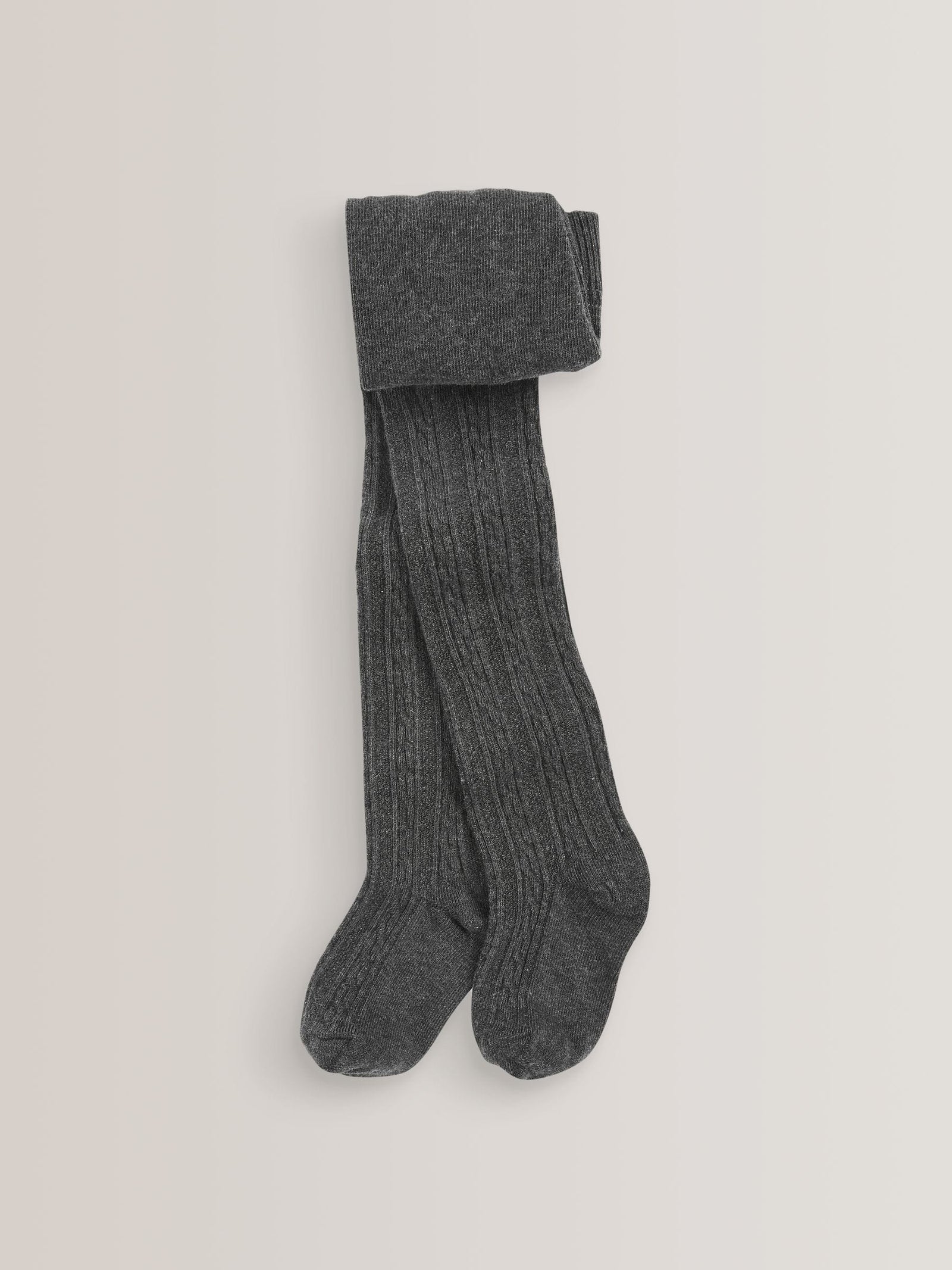 Charcoal Grey Regular Length Cotton Rich Cable Tights