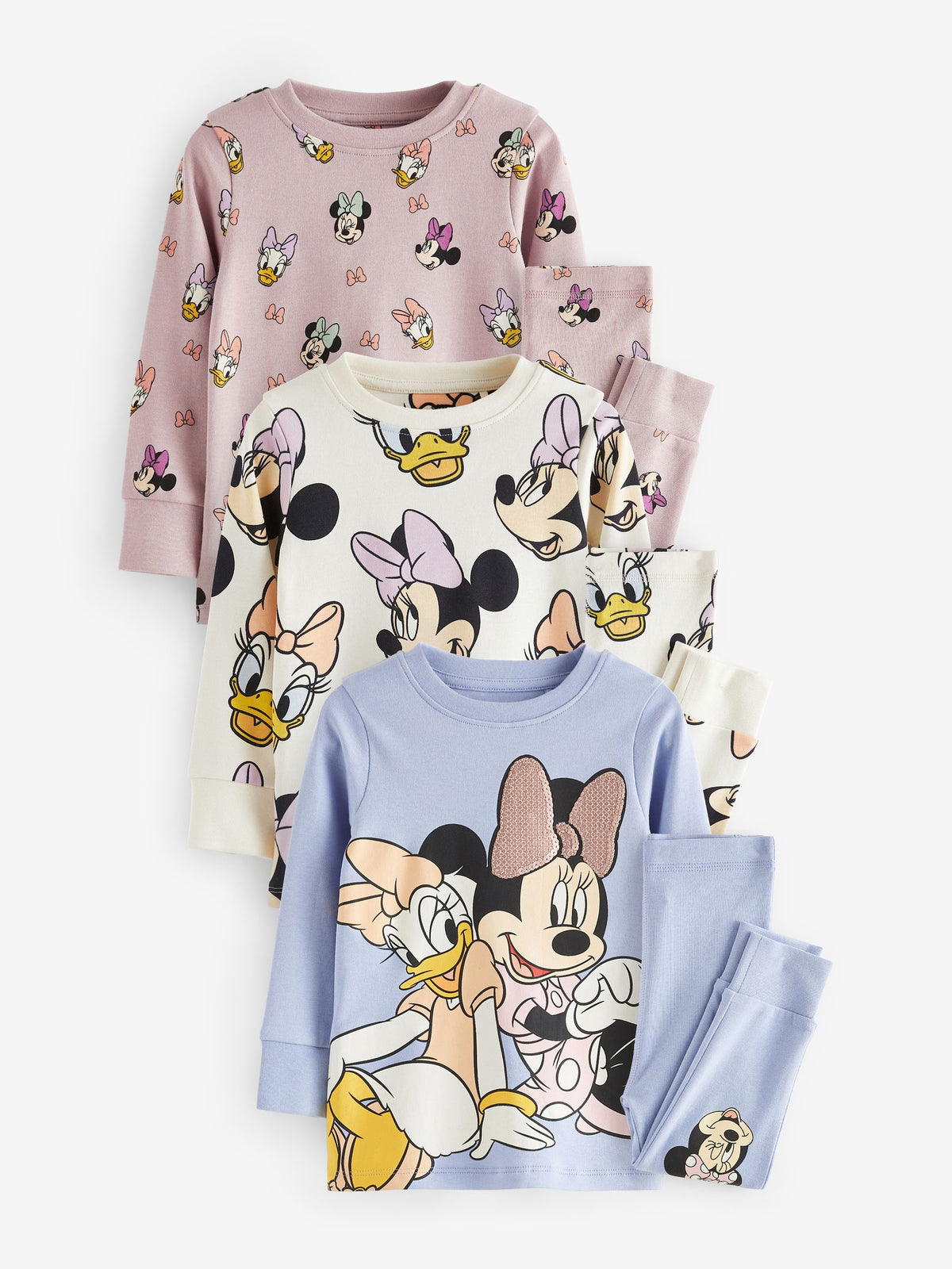 Pink/Blue/White Snuggle Pyjamas 3 Pack (9mths-12yrs)