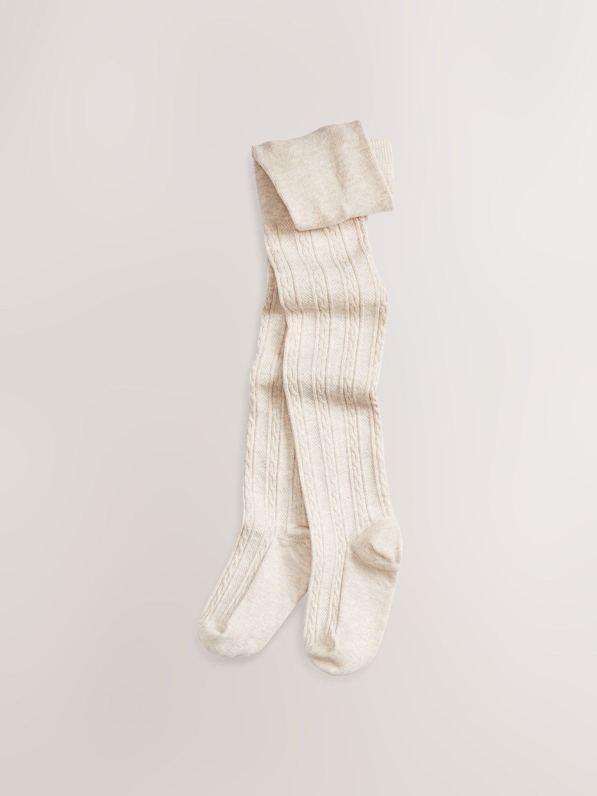 Oatmeal Cream Regular Length Cotton Rich Cable Tights