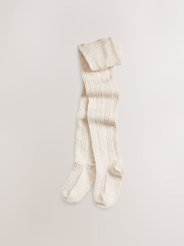 Oatmeal Cream Regular Length Cotton Rich Cable Tights