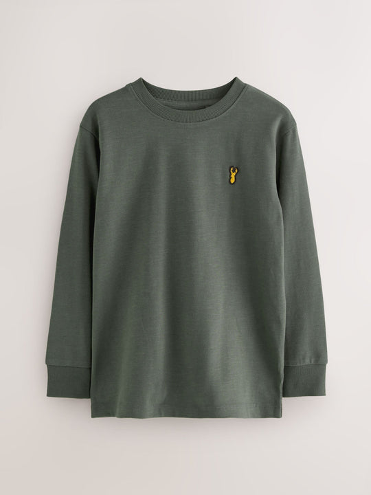 Black/White/Grey Stag Logo Long Sleeve Cosy T-Shirts 4 Pack (3-16yrs)