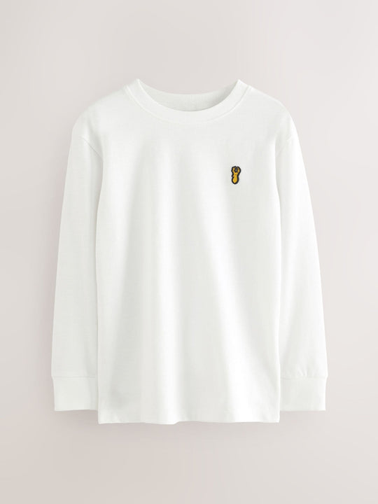 Black/White/Grey Stag Logo Long Sleeve Cosy T-Shirts 4 Pack (3-16yrs)