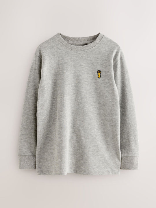 Black/White/Grey Stag Logo Long Sleeve Cosy T-Shirts 4 Pack (3-16yrs)