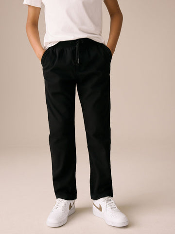 Black Regular Fit Rib Waist Pull-On Trousers (3-16yrs)