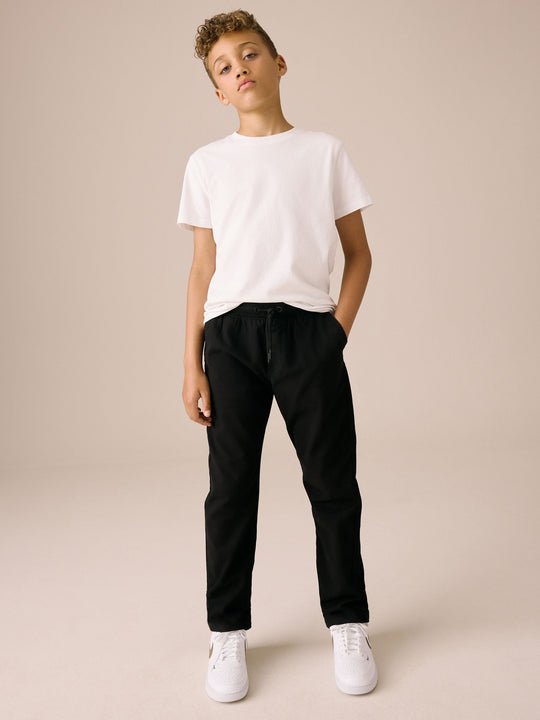 Black Regular Fit Rib Waist Pull-On Trousers (3-16yrs)